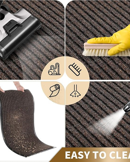 Yimobra Front Door Mat Outdoor Indoor Entrance, 100% Waterproof All-Season All Weather Doormat, Welcome Matt Outside Entry, Non Slip, Low Profile, Heavy Duty Patio Porch Floor Mat,29.5 x 17, Brown