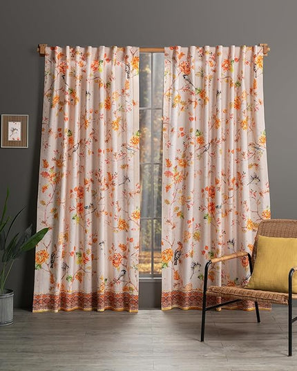 Maison d' Hermine Curtains for Living Room 100% Cotton 124 inch Length Two Panels Light Filtering Curtains for Bedroom Windows with Rod and Loop Pockets Drapes (Kelim Prairie, 50" W x 124" L)