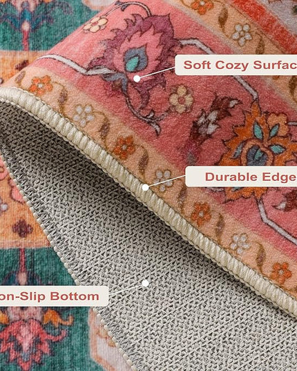 Ciicool Area Rug 5x7ft Washable Rugs for Living Room Non-Slip Indoor Rugs Large Low-Pile Mat Floor Carpet Vintage Rug for Bedroom Dinning Foyer Decor