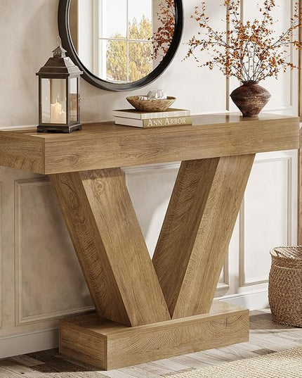 Tribesigns Narrow Console Table, Behind Couch Sofa Small Entryway Table with V-Shaped Legs, Living Room, Hallway, Foyer, Entrance, Brown