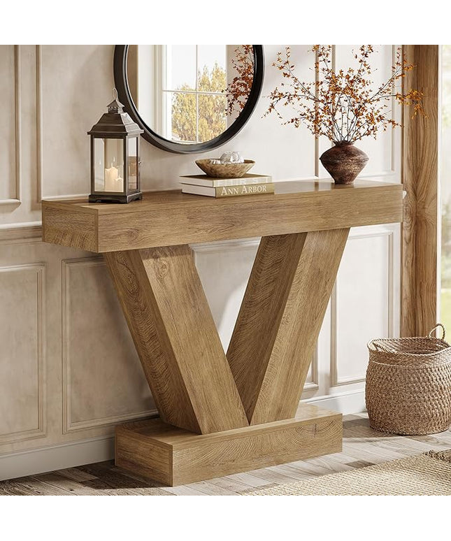 Tribesigns Narrow Console Table, Behind Couch Sofa Small Entryway Table with V-Shaped Legs, Living Room, Hallway, Foyer, Entrance, Brown