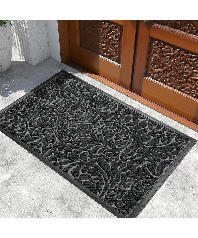 Yimobra Extra Large Door Mat 60x36, Waterproof Sturdy Outdoor Mats for Front Door, Heavy Duty Non-Slip Doormat for Garage Patio Entryway Indoor, Easy Clean, Black