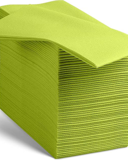 Linen-Feel Colored Paper Napkins - Decortive Cloth-Like Pastel Green Dinner Napkins - Soft And Absorbent. For Kitchen, Party, Wedding, Bathroom Or Any Occasion. (Pack of 100)