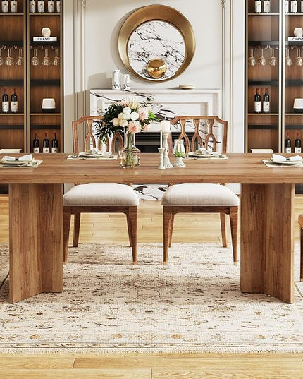 Tribesigns 63-inch Dining Table for 4-6, Farmhouse Kitchen Table with Large Tabletop, Rectangular Dinner Eating Table for Dining Room, Living Room, Kitchen