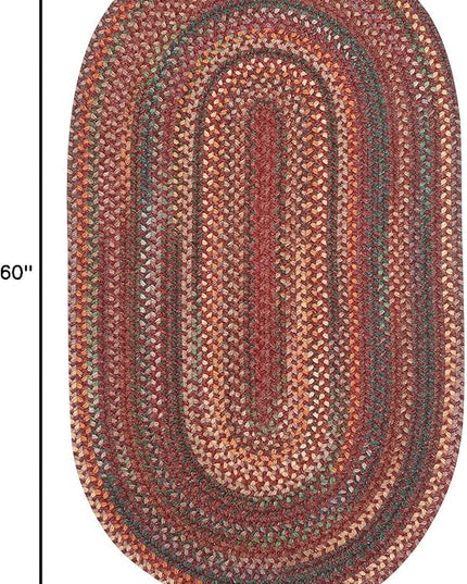 Capel American Heritage Red 3' 0" X 5' 0" Oval Braided Rug
