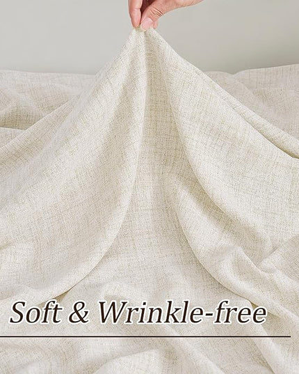 RAIN CITY Natural Pinch Pleated Curtains 63 Inches Long 2 Panels Set, Textured Natural Linen Blend Slub Yarn Sheer Window Drape for Small Windows Bedroom 42 by 63 Inch