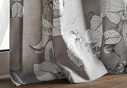 Maison d' Hermine Curtains for Living Room 100% Cotton 96 inch Length One Panel Light Filtering Curtains for Bedroom Windows with Rod and Loop Pockets Drapes (Manon Grey, 50" W x 96" L)