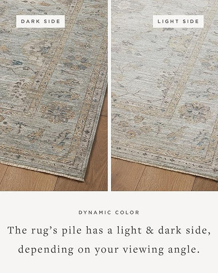 Loloi Magnolia Home by Joanna Gaines Millie Collection MIE-02 Sky/Gold 2'-7" x 12'-0", .25" Pile Height, Runner Rug