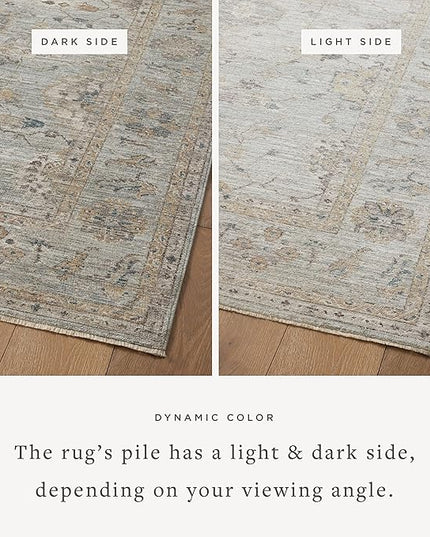 Loloi Magnolia Home by Joanna Gaines Millie Collection MIE-02 Sky/Gold 7'-10" x 10', .25" Pile Height, Area Rug