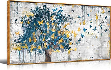 Framed Canvas Wall Art for Living Room Bedroom Office Large Tree of Life Wall Art Butterfly Tree Picture Modern Canvas Prints Decor Size 20x40