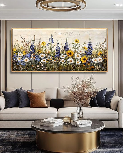 ERQINHUA Farmhouse Wall Decoration For Living Room Large Canvas Wall Art For Bedroom Office Mural Boho Flowers Watercolour Restaurant Wall Pictures Printing Artwork Home Decor 32x72 In Wood Framed