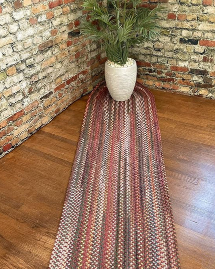 Capel American Heritage Red 2' 0" X 6' 0" Runner Oval Braided Rug