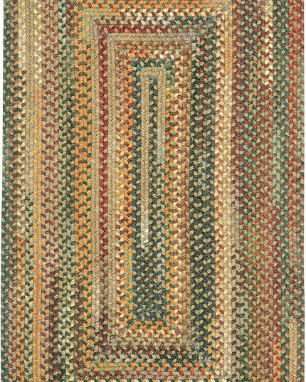 Capel American Heritage Tan Multi 2' 0" X 8' 0" Runner Concentric Rectangle Braided Rug