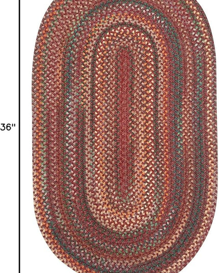 Capel American Heritage Red 0' 24" X 0' 36" Oval Braided Rug