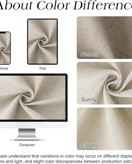 Naturoom Light Tan Linen Shower Curtain, Cloth Textured Fabric Shower Curtain Set with Hooks, Simple Elegant Modern Farmhouse Country Ultra Thick Bath Curtains for Bathroom,Water Repellent,54x78