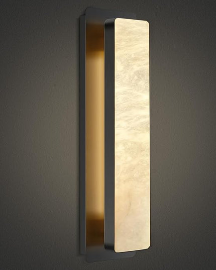 Alabaster Wall Sconces 20" Black Bathroom Vanity Light Indoor Natural Marble Bronze Alabaster Wall Lights for Living Room Modern Alabaster Wall Lighting for Dining Room Bedroom Stairs