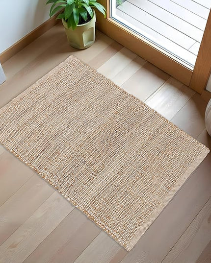 REDEARTH · Jute Cotton Area Rug - 2'x3' Rectangular Rug, Sustainable Handwoven, Non-Shedding, Soft & Durable – Reversible, Neutral Tones for Home Décor in Living Room, Dining Room, Bedroom