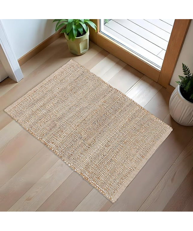 REDEARTH · Jute Cotton Area Rug - 2'x3' Rectangular Rug, Sustainable Handwoven, Non-Shedding, Soft & Durable – Reversible, Neutral Tones for Home Décor in Living Room, Dining Room, Bedroom