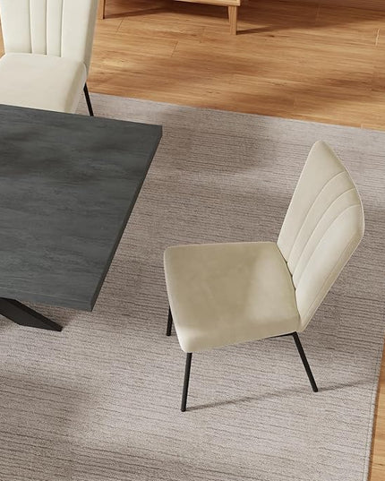 ZckyCine Dining Table Set for 6, Modern 78'' Dark Wood Dining Table and Fabric Dining Chairs Set of 6,Table and Chairs Set of 6,Ideal for Kitchen Dining Room