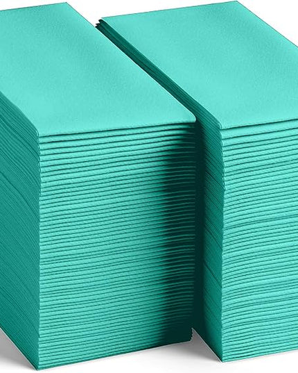 Linen-Feel Bright Green Paper Napkins - Decortive Cloth-Like Disposable Dinner Napkins - Soft And Absorbent. For Kitchen, Party, Wedding, Bathroom Or Any Occasion. (Pack of 100)