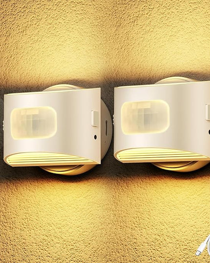 DORESshop Motion Sensor Night Light Indoor, Rechargeable Night Lights, Magnetic Stick-On Stair Lights 3000K Warm White, Wireless Battery Operated Lights for Hallway,Kitchen,Closet,Bedroom