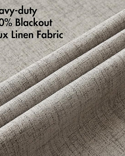 MIULEE Linen Texture Curtains for Bedroom Solid 100% Blackout Thermal Insulated Linen Curtains Grommet Room Darkening Drapes for Living Room Nursery 52x54 Inch (2 Panels)
