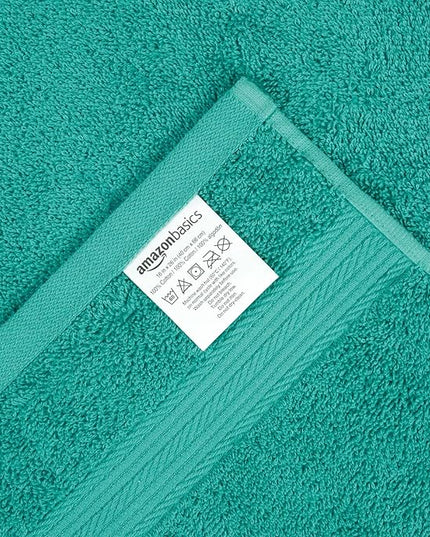 Amazon Basics 6 Piece hand towels for bathroom, Fade Resistant 100% Cotton Hand Towels, soft absorbent bathroom hand towels 6 - Pack (26''x16''), Teal