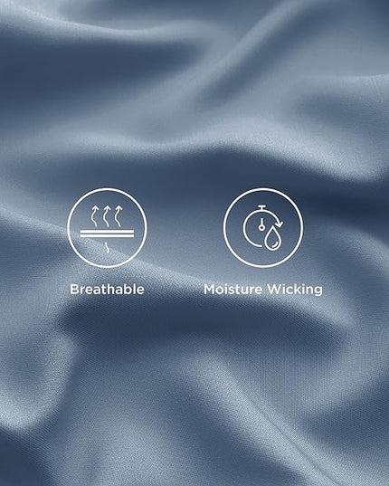 Bedsure Cooling Sheets Twin XL, Rayon Derived from Bamboo, Breathable & Soft Twin XL Sheet Sets, Deep Pocket Up to 16 Inches, Hotel Luxury Silky Dorm Bedding for Hot Sleepers, Dusty Blue