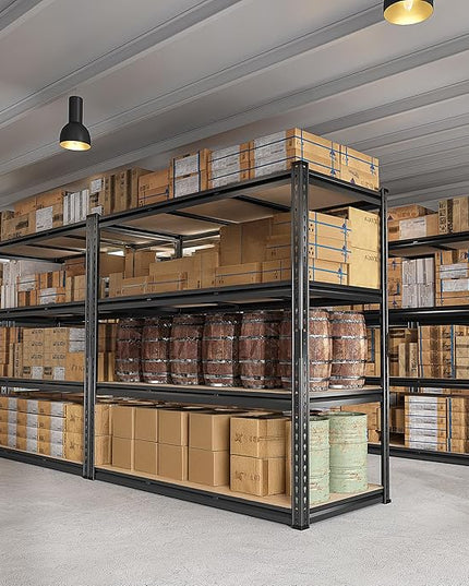 REIBII 48" W Garage Shelving Heavy Duty 2550 LBS Storage Shelves 4 Tier Heavy Duty Shelving, Adjustable Metal Shelves, Industrial Shelf for Garage, Warehouse, Pantry, 48" W x 60" H x 24" D