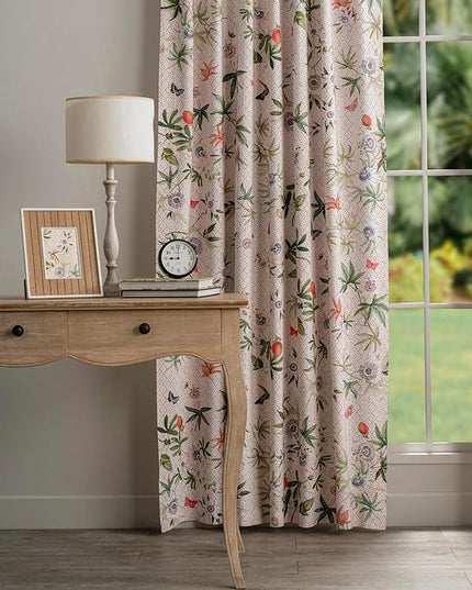 Maison d'Hermine Curtains for Living Room 100% Cotton inch Length Two Panels Light Filtering Curtains for Bedroom Windows with Rod and Loop Pockets Drapes (Passiflora - Grenadille, 50" W x 96" L)