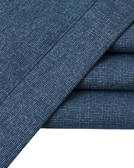 Dark Blue 100% Blackout Linen Textured Curtains for Living Room, Bedroom, Light Weight Curtains with Grommets Top, Full Blackout Curtains Privacy Protection, Dark Blue, 52" W x 72" L, 2 Panels