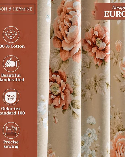 Maison d' Hermine Curtains for Living Room 100% Cotton 96 inch Length One Panel Light Filtering Curtains for Bedroom Windows with Rod and Loop Pockets Drapes (Newburry Melba, 50" W x 96" L)