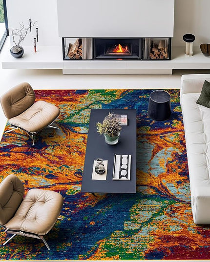 Rugs.com Calypso Collection Rug – 10 Ft Square Multi Medium-Pile Rug Perfect for Living Rooms, Kitchens, Entryways