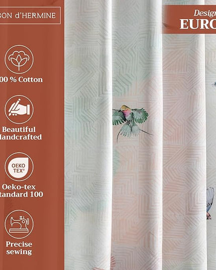 Maison d' Hermine Curtains for Living Room 100% Cotton 96 inch Length One Panel Light Filtering Curtains for Bedroom Windows with Rod and Loop Pockets Drapes (Flying Birds, 50" W x 96" L)