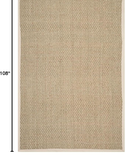 SAFAVIEH Area Rug 6x9 - Natural Fiber Collection - Natural & Ivory, Seagrass, Basketweave Pattern with Border (NF114J)