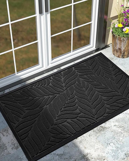 Yimobra 47x32 Large Door Mat Outdoor Indoor, All-Season Waterproof Door Mat Outside Entrance, All-Weather Non-Slip Outside Doormat for Garage Patio Entryway, Black