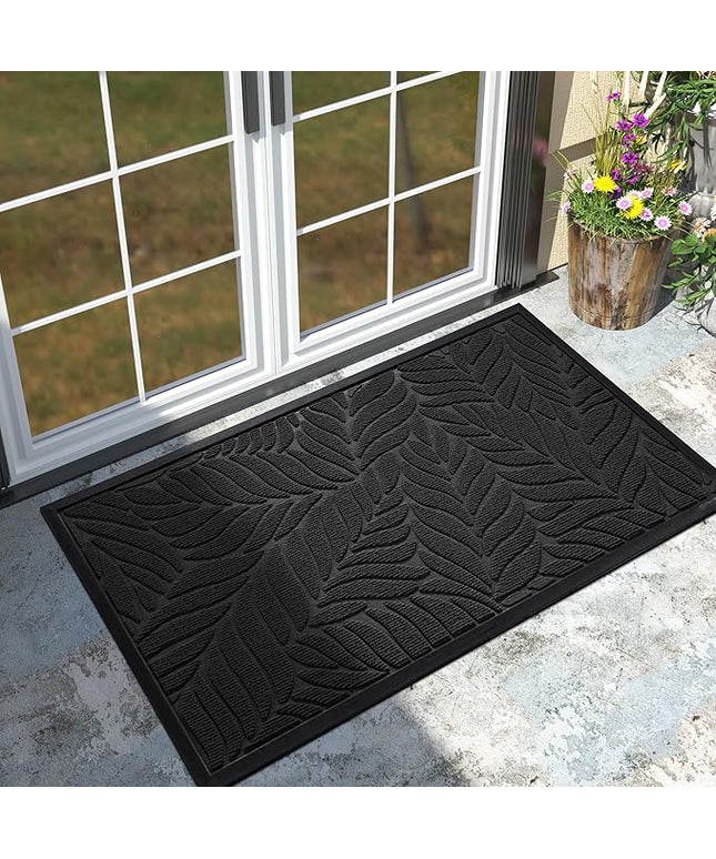 Yimobra 47x32 Large Door Mat Outdoor Indoor, All-Season Waterproof Door Mat Outside Entrance, All-Weather Non-Slip Outside Doormat for Garage Patio Entryway, Black