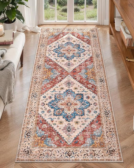 Ciicool Washable Runner Rug Non Slip, 2'x6' Hallway Rug Vintage Kitchen Rugs Carpet for Bedroom Laundry Bathroom Decor