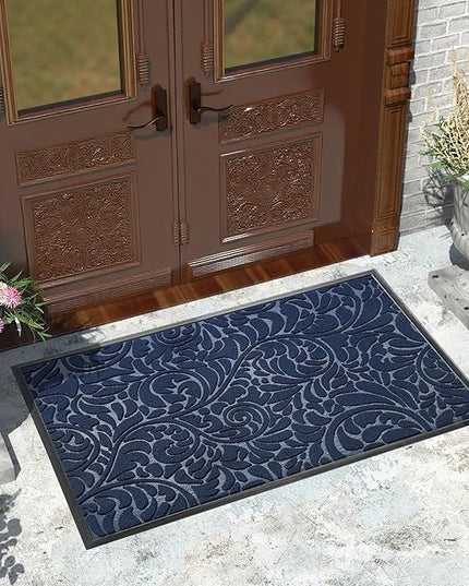 Yimobra Large Door Mat Outside Entrance 47x32, Waterproof Sturdy Outdoor Mats for Front Door, Heavy Duty Non-Slip Doormat for Garage Patio Entryway Indoor, Easy Clean, Blue