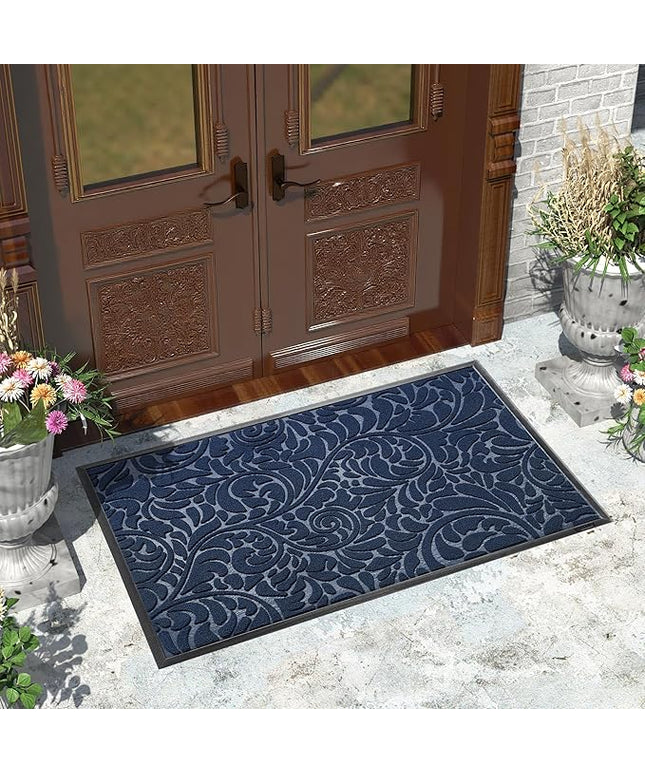 Yimobra Large Door Mat Outside Entrance 47x32, Waterproof Sturdy Outdoor Mats for Front Door, Heavy Duty Non-Slip Doormat for Garage Patio Entryway Indoor, Easy Clean, Blue
