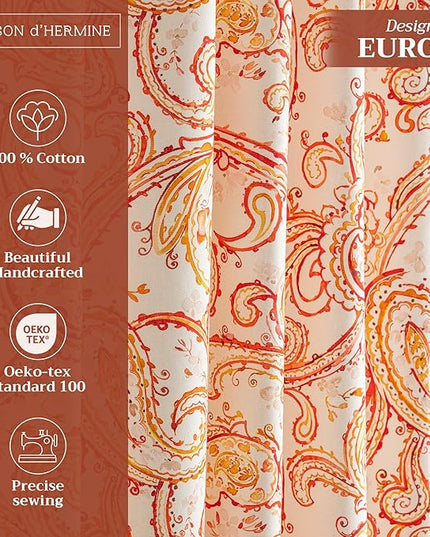 Maison d'Hermine Curtains for Living Room 100% Cotton 96 inch Length Two Panels Window Curtains for Bedroom with Loop & Rod Pockets - Palatial Paisley, 50" W x 96" L