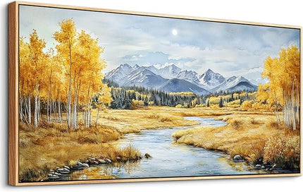 ERQINHUA Large Canvas Wall Decor For Living Room Wall Art For Bedroom Pastoral Yellow Landscape Painting Wood Frame Farmhouse Dining Room Office Home Decor Stretched And Framed Aesthetics 30"X60"