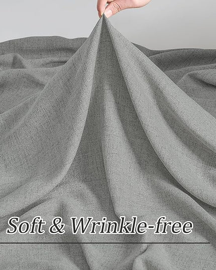 RAIN CITY Grey Linen Curtains 72 Inches Long Pinch Pleated with Hooks 2 Panels, Semi Sheer Textured Light Filtering Window Drapes for Bedroom Back Tab 42x72-in