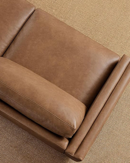 CHITA 153" Super Large Luxury U Shape Convertible Sectional Modular Sofa, Down Filled Modern Sofa, Deep Seat Cloud Couch, 6 Seat Couch with Chaise, 2 Ottomans, Solid Wood Leg, Faux Leather in Camel