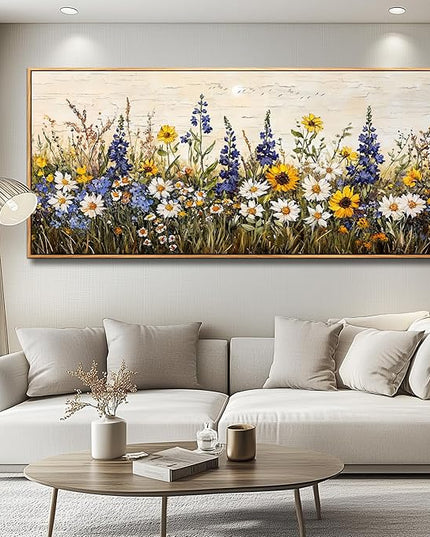 ERQINHUA Farmhouse Wall Decoration For Living Room Large Canvas Wall Art For Bedroom Office Mural Boho Flowers Watercolour Restaurant Wall Pictures Printing Artwork Home Decor 32x72 In Wood Framed