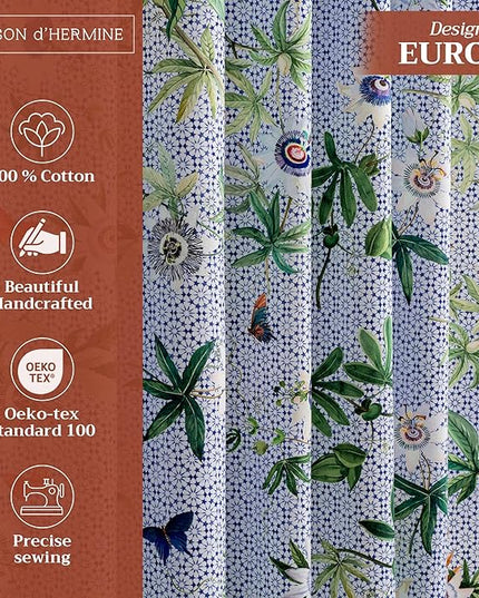Maison d'Hermine Curtains for Living Room 100% Cotton inch Length Two Panels Light Filtering Curtains for Bedroom Windows with Rod and Loop Pockets Drapes (Passiflora, 50" W x 108" L)