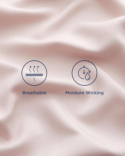 Bedsure California King Sheet Sets, Cooling Sheets for Hot Sleepers, Rayon Derived from Bamboo, Breathable & Soft, Deep Pocket Up to 16 Inches, Hotel Luxury Silky Bedding, Pink