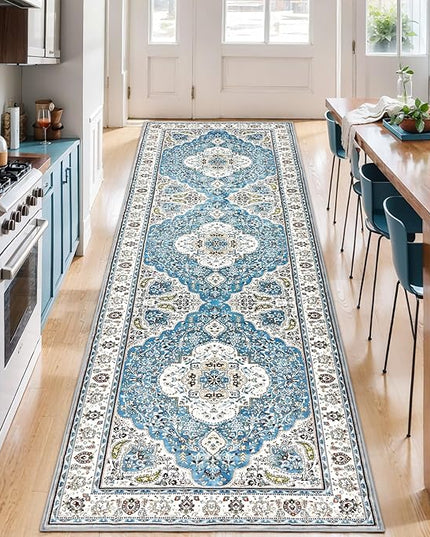 Ciicool Washable Runners Area Rug for Hallways, Ultra Soft 2'6 "x8' ft Boho Print Non-Slip Vintage Oriental Medallion Long Carpet for Kitchen Bedroom Laundry Bathroom