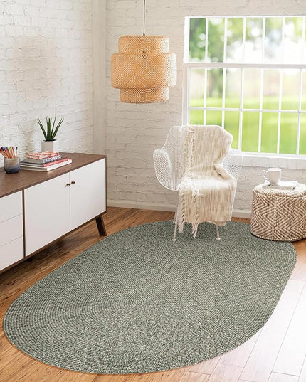 Seasons SE65 Spring Green 2' x 3' Oval - Braided Area Rug, Home Decor, Floor Mat or Bedroom Rug - Easy Care, Ideal for High Traffic Areas in Hallway and Living Room - Made in USA