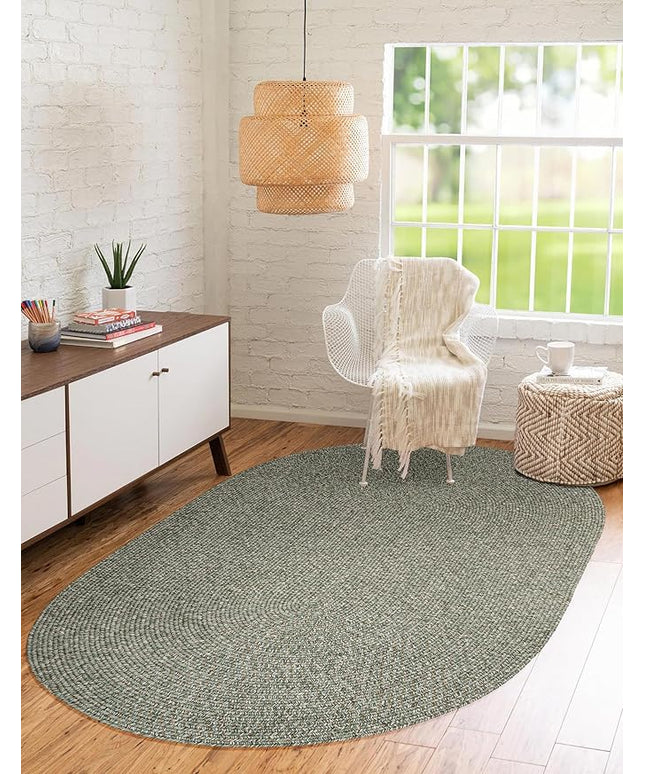 Seasons SE65 Spring Green 7' x 9' Oval - Braided Area Rug, Home Decor, Floor Mat or Bedroom Rug - Easy Care, Ideal for High Traffic Areas in Hallway and Living Room - Made in USA